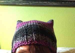 This hat made its way to a marcher from Portland.